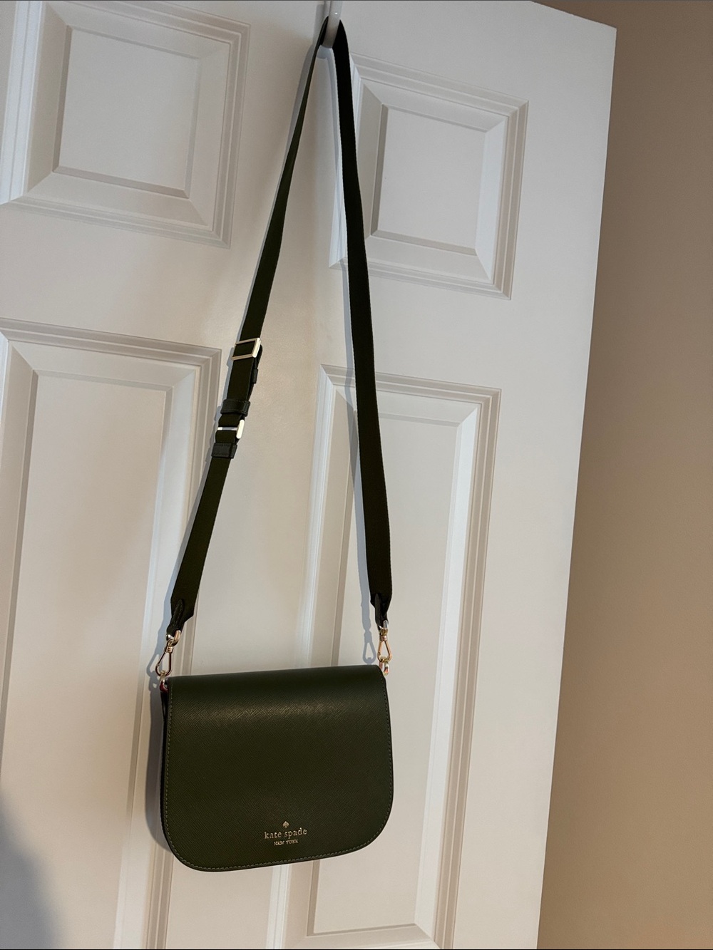 kate spade olive green crossbody saddle bag